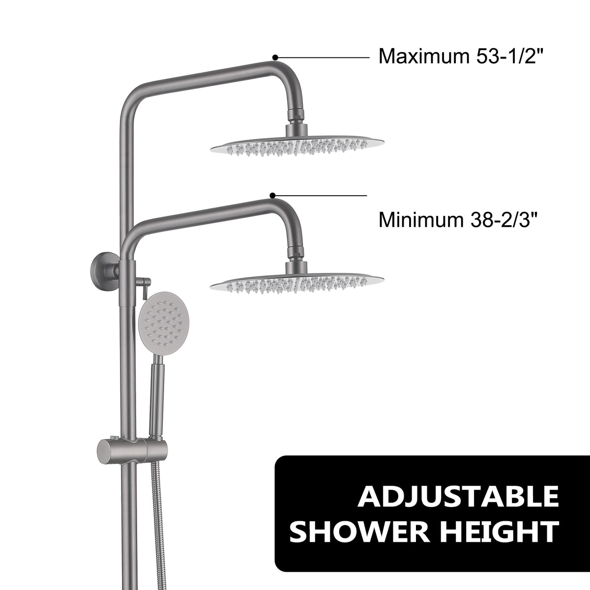 3-Function 304 Stainless Steel Wall-Mounted Outdoor Shower System