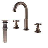 High arc bathroom faucet complete set with two cross handles and matching pop-up drain