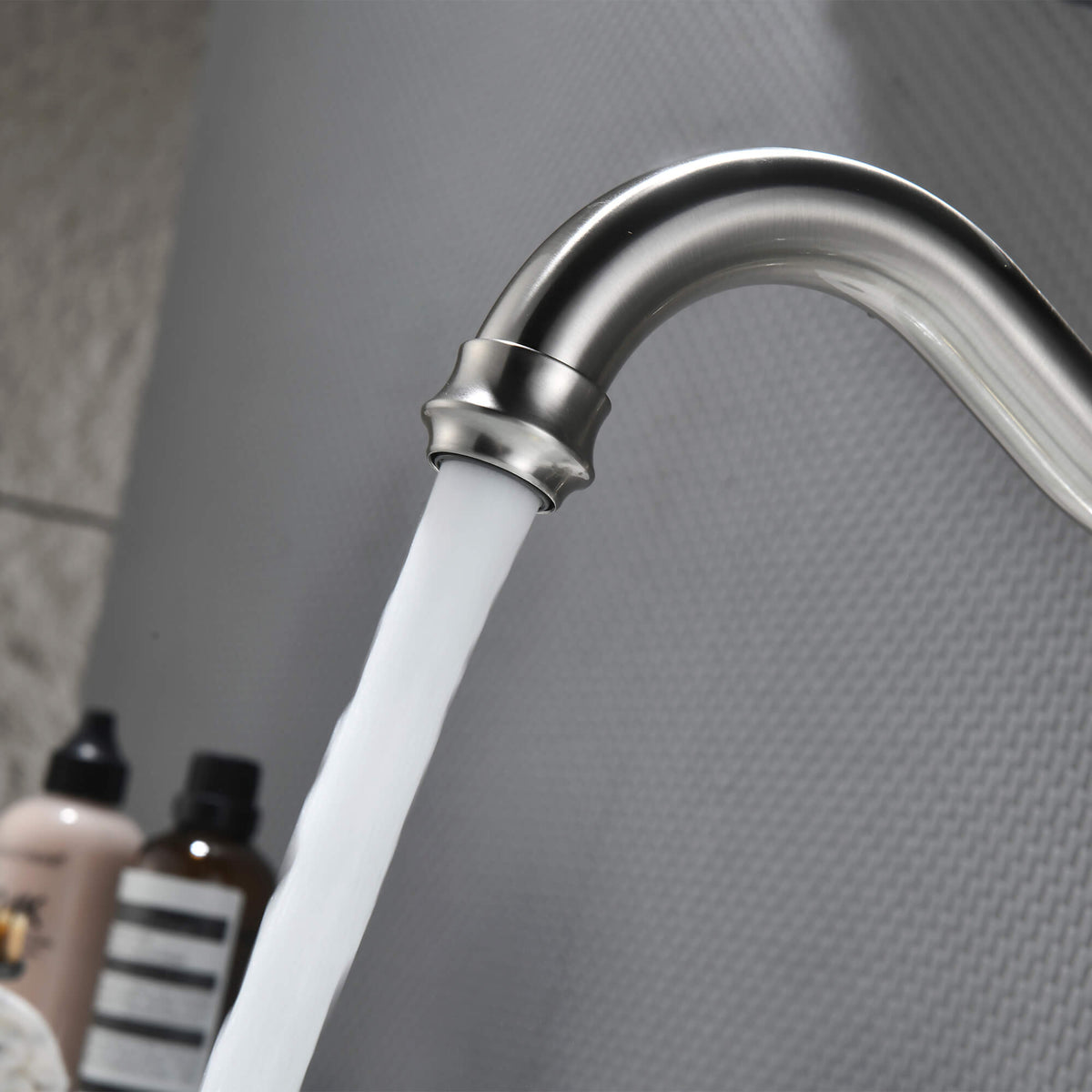 Single Hole Bathroom Faucet with Curved Spout Vintage Vanity Sink Mixer Tap