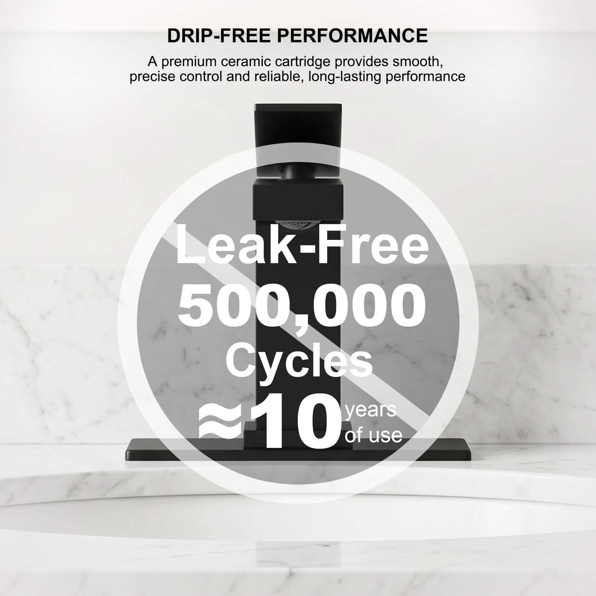 Matte black bathroom faucet with durable ceramic cartridge for smooth and reliable performance