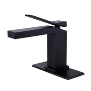 JK0017 matte black single hole bathroom faucet with square spout and minimalist modern design