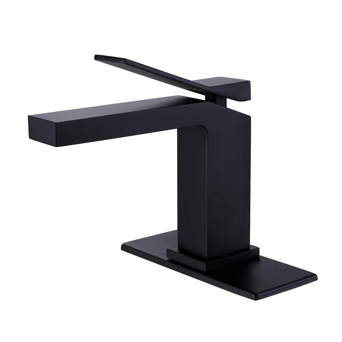 JK0017 matte black single hole bathroom faucet with square spout and minimalist modern design