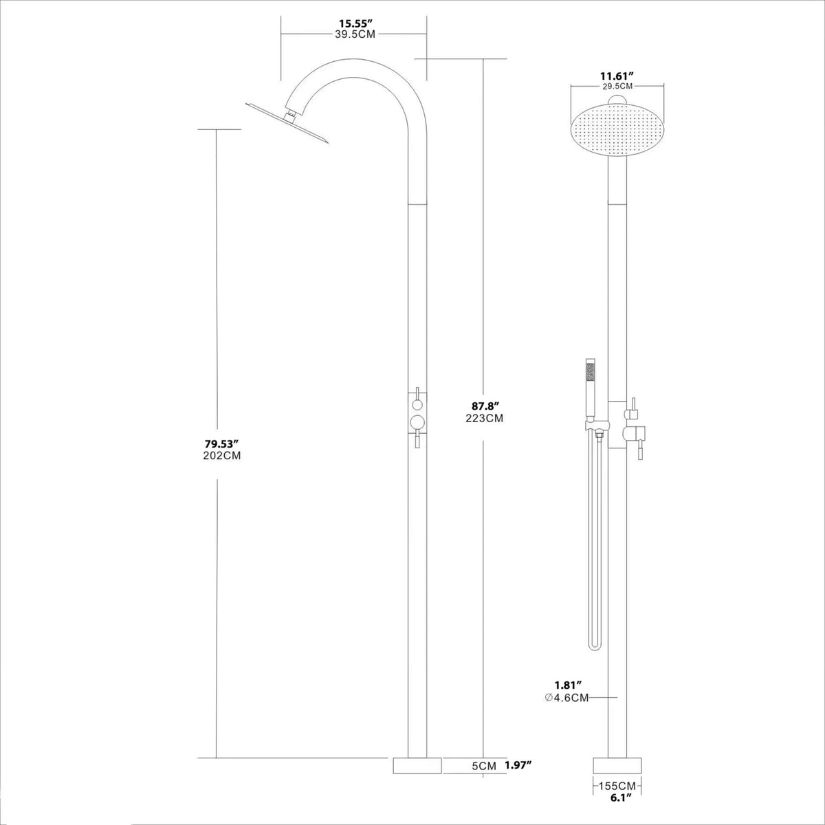 Outdoor Stainless Steel Shower with Handheld and Rain Shower Head