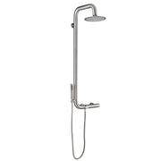 Stainless steel outdoor shower system complete set on white background