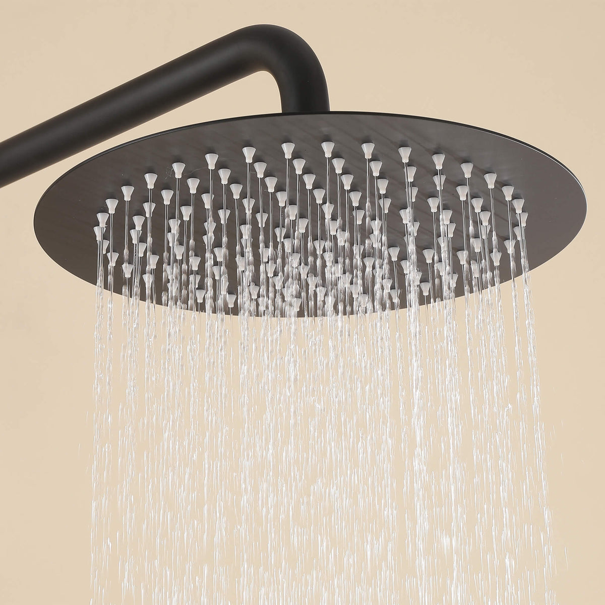 Dual-Handle Cylindrical Shower Column with Rain Head & Tub Spout