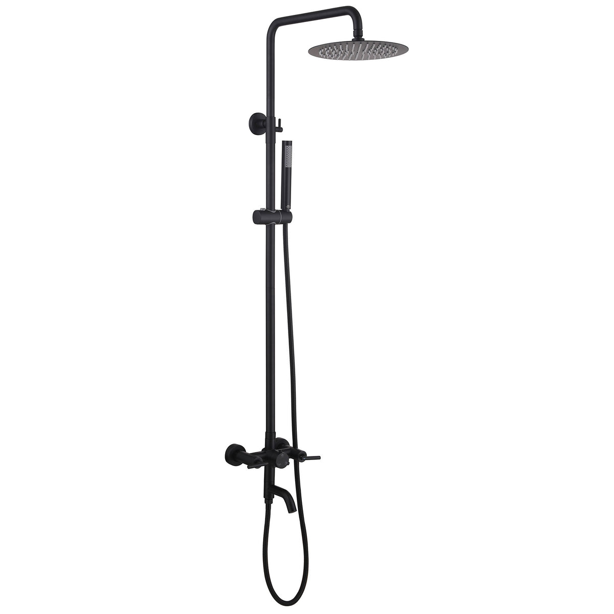 Dual-Handle Cylindrical Shower Column with Rain Head & Tub Spout