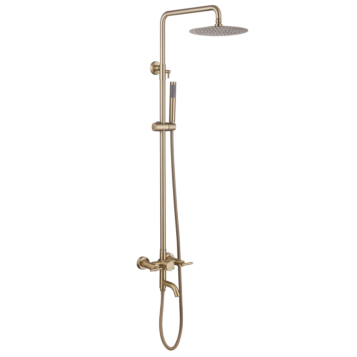 Dual-Handle Cylindrical Shower Column with Rain Head & Tub Spout