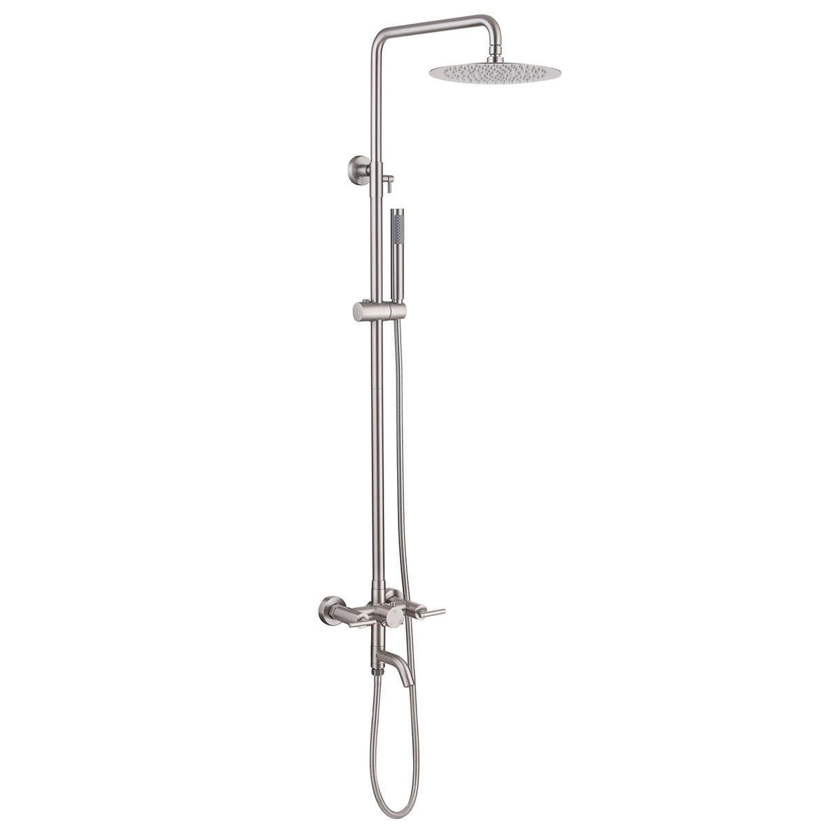Dual-Handle Cylindrical Shower Column with Rain Head & Tub Spout