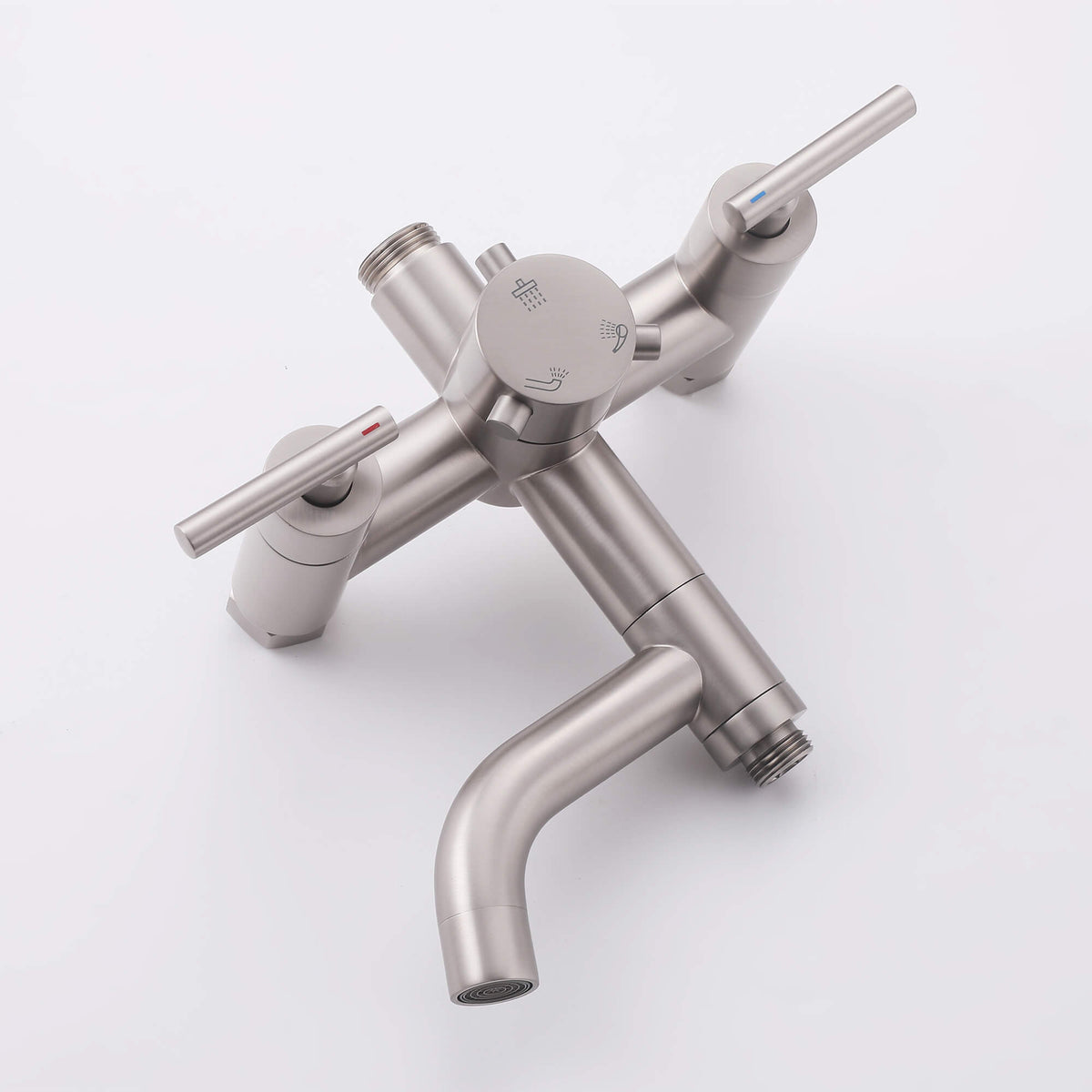 Dual-Handle Cylindrical Shower Column with Rain Head & Tub Spout