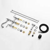 Kitchen bridge faucet with side sprayer, supply hoses and installation hardware