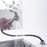 8-Inch Bridge Kitchen Faucet with Side Sprayer 360° Swivel Spout