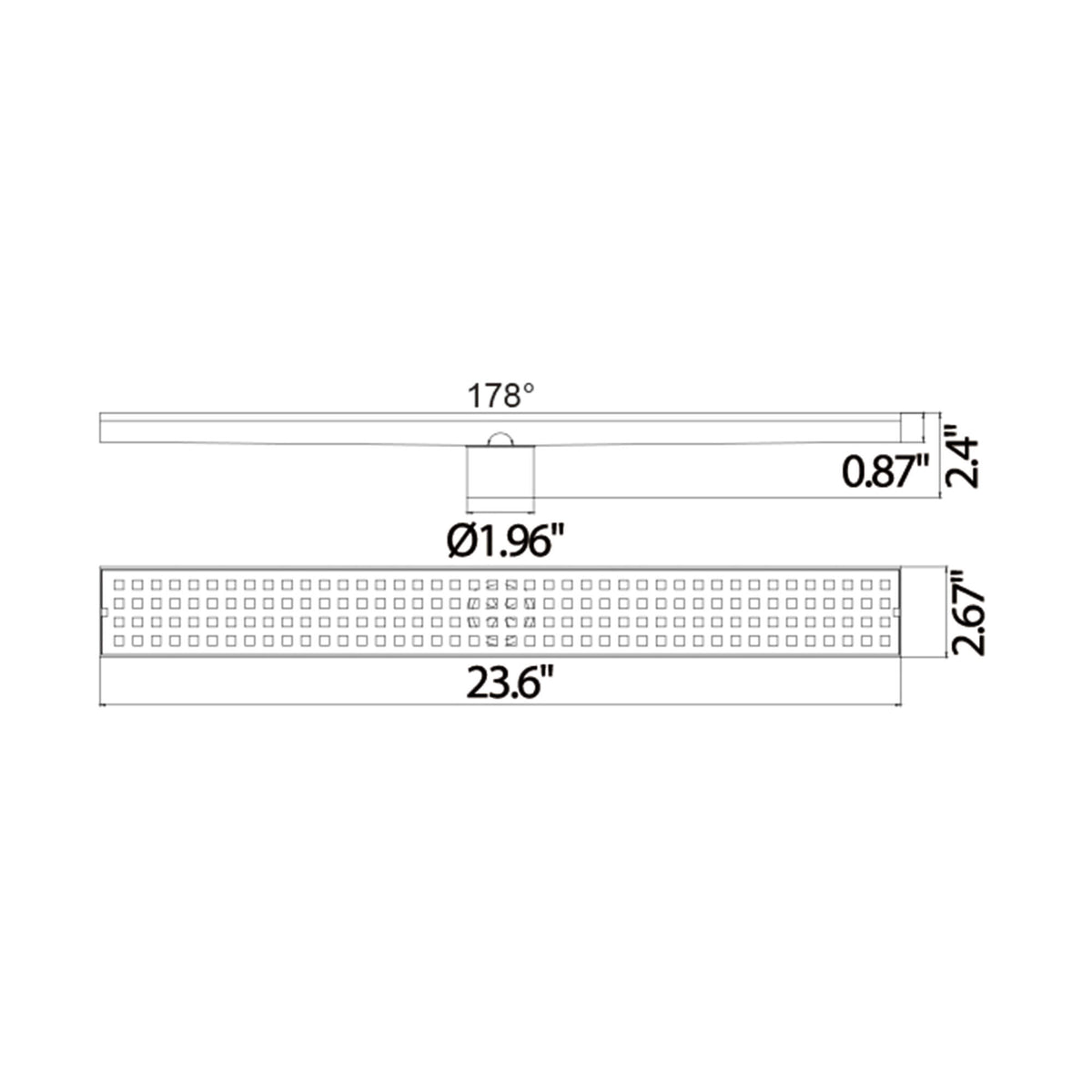Linear Shower Drain Rectangular Floor Drain Square Hole Pattern Cover Grate Removable 304 Stainless Steel