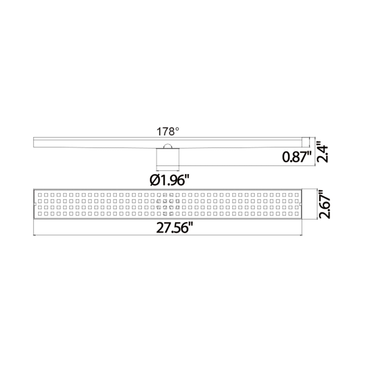 Linear Shower Drain Rectangular Floor Drain Square Hole Pattern Cover Grate Removable 304 Stainless Steel