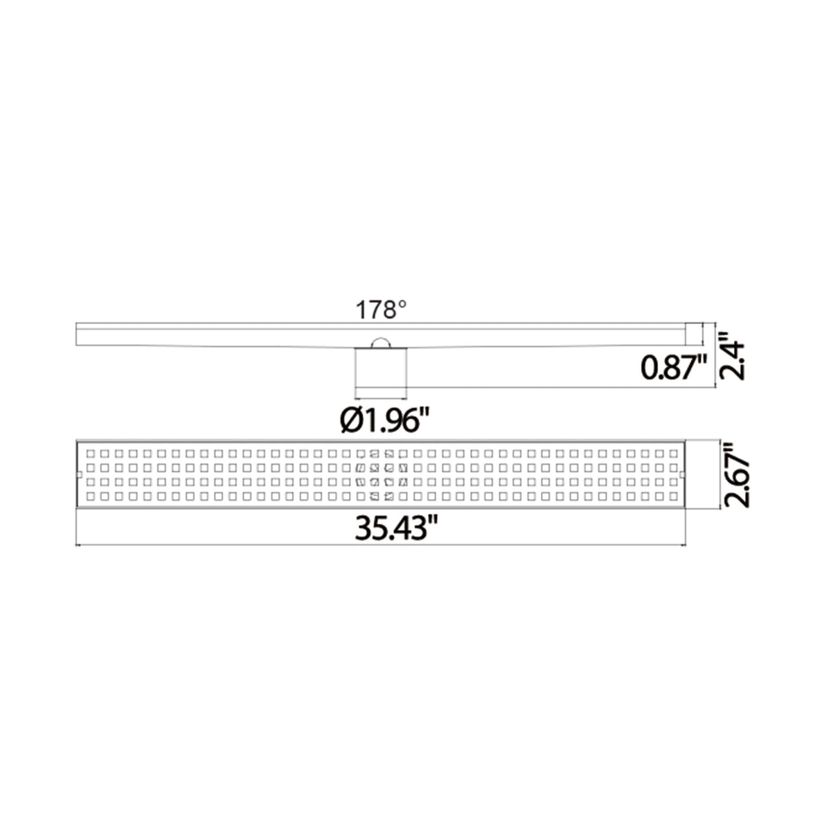 Linear Shower Drain Rectangular Floor Drain Square Hole Pattern Cover Grate Removable 304 Stainless Steel