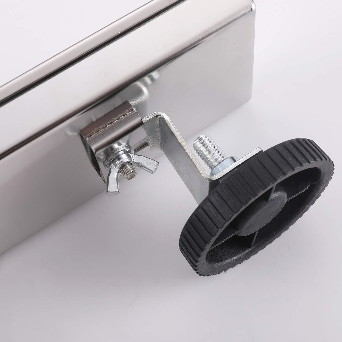 Stainless steel linear shower drain adjustable leveling feet detail