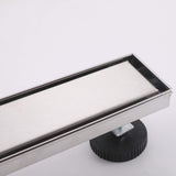 2-in-1 Linear Shower Drain 304 Stainless Steel Bathroom Floor Drain with Tile Insert Grate and Hair Strainer