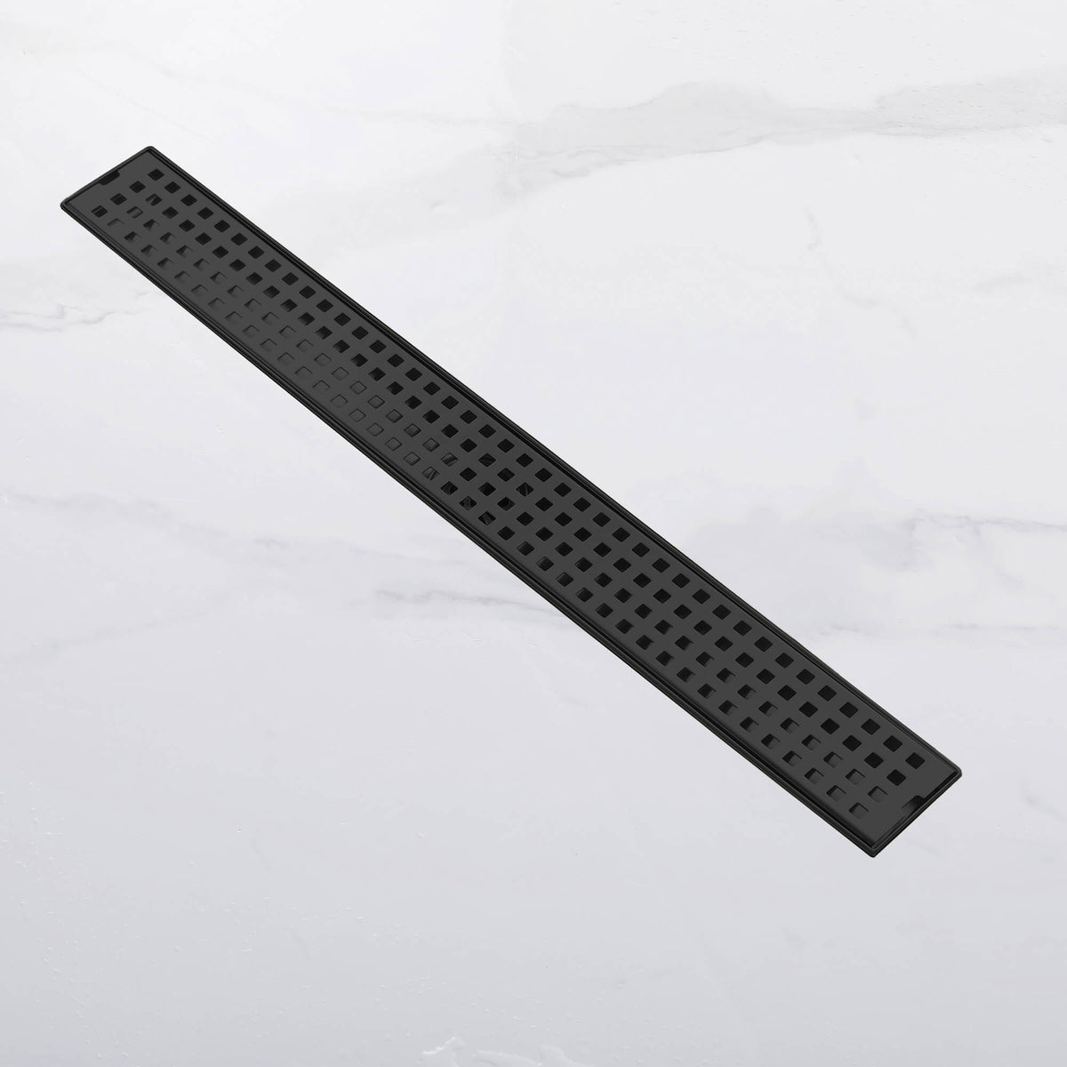 Matte black square grate for linear shower drain