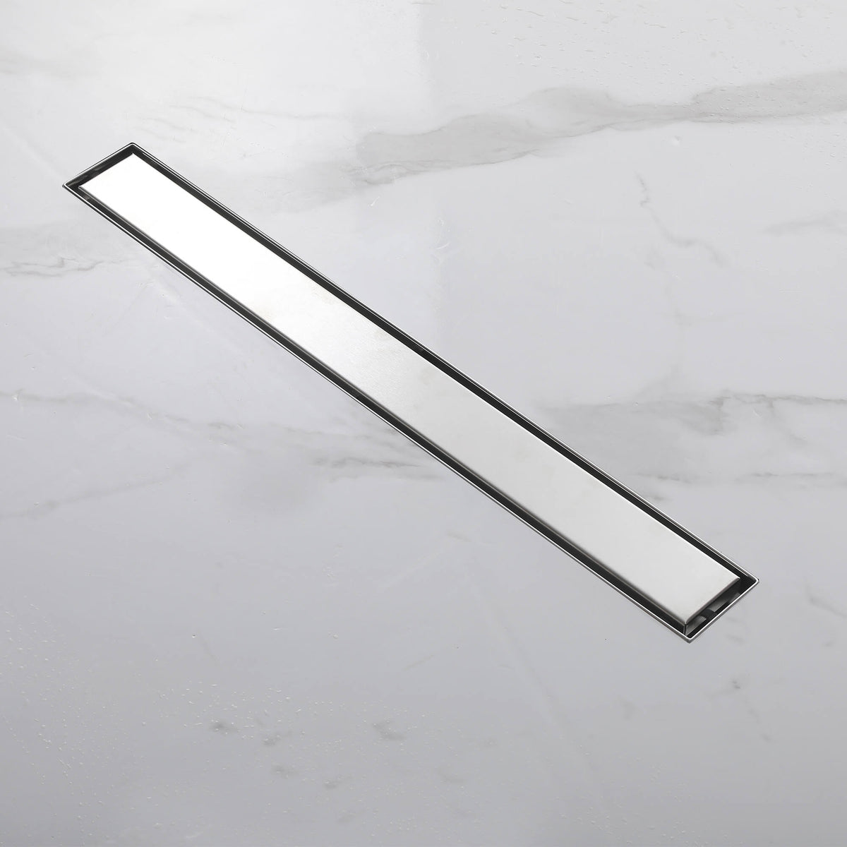 2-in-1 Linear Shower Drain 304 Stainless Steel Bathroom Floor Drain with Tile Insert Grate and Hair Strainer