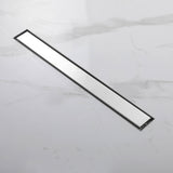 2-in-1 Linear Shower Drain 304 Stainless Steel Bathroom Floor Drain with Tile Insert Grate and Hair Strainer