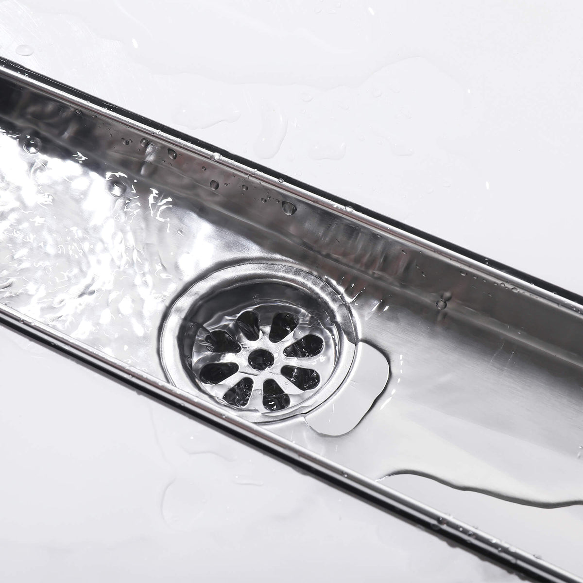 Linear Shower Drain Rectangular Floor Drain Square Hole Pattern Cover Grate Removable 304 Stainless Steel
