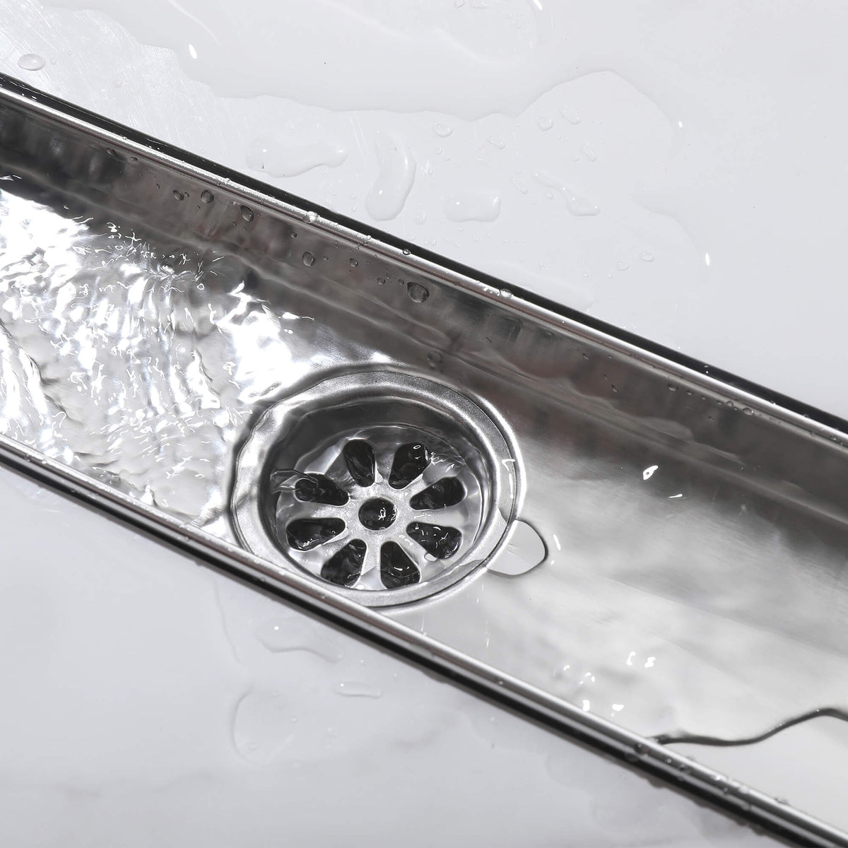 2-in-1 Linear Shower Drain 304 Stainless Steel Bathroom Floor Drain with Tile Insert Grate and Hair Strainer