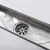 2-in-1 Linear Shower Drain 304 Stainless Steel Bathroom Floor Drain with Tile Insert Grate and Hair Strainer