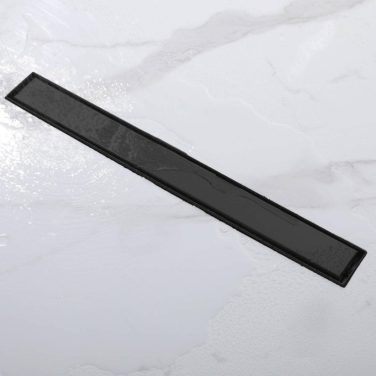 2-in-1 Linear Shower Drain 304 Stainless Steel Bathroom Floor Drain with Tile Insert Grate and Hair Strainer
