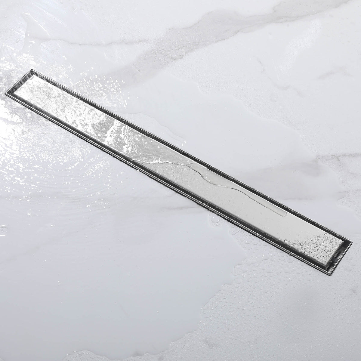 2-in-1 Linear Shower Drain 304 Stainless Steel Bathroom Floor Drain with Tile Insert Grate and Hair Strainer