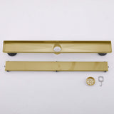 2-in-1 Linear Shower Drain 304 Stainless Steel Bathroom Floor Drain with Tile Insert Grate and Hair Strainer