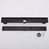 2-in-1 Linear Shower Drain 304 Stainless Steel Bathroom Floor Drain with Tile Insert Grate and Hair Strainer