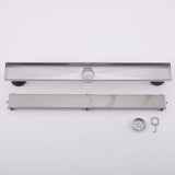 2-in-1 Linear Shower Drain 304 Stainless Steel Bathroom Floor Drain with Tile Insert Grate and Hair Strainer