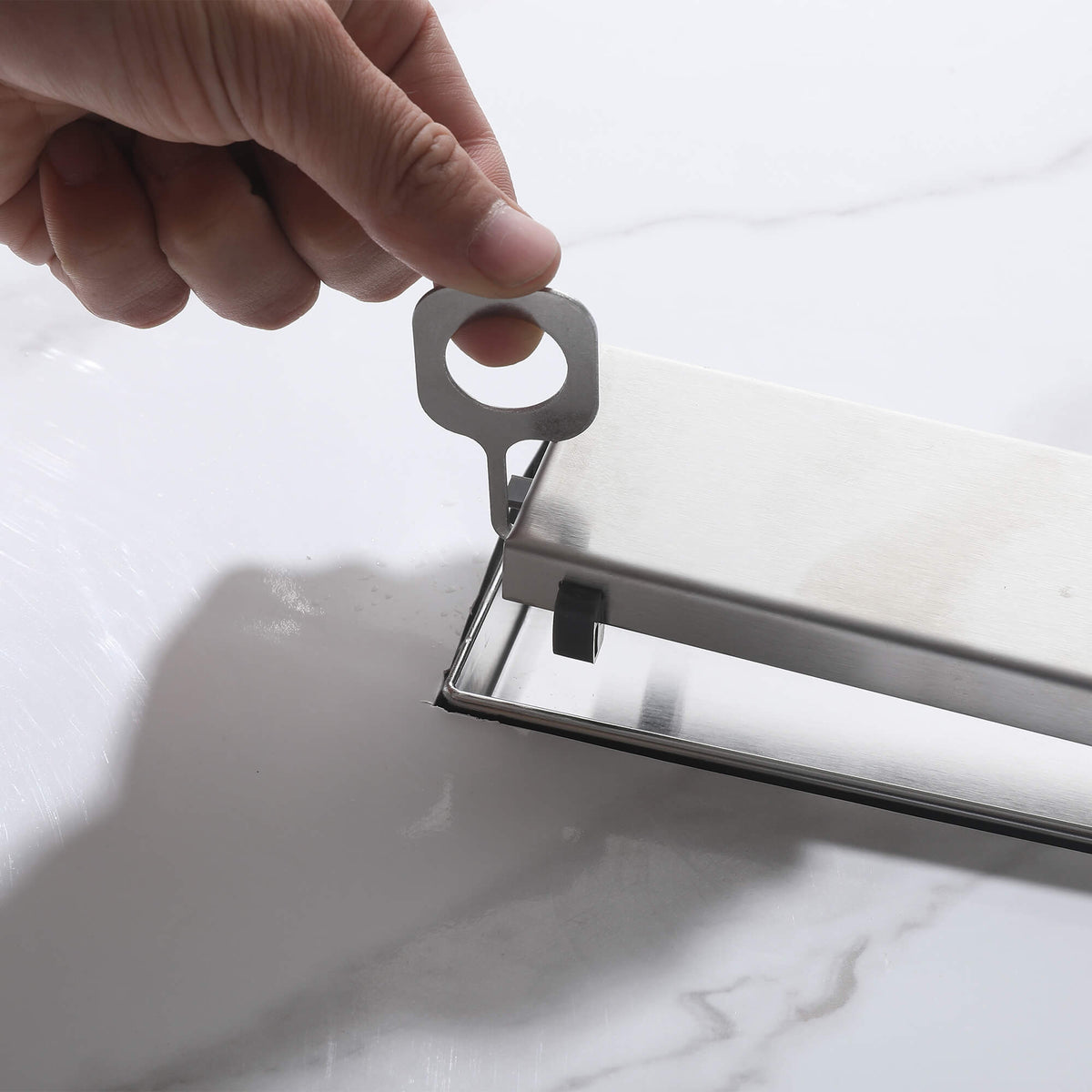 2-in-1 Linear Shower Drain 304 Stainless Steel Bathroom Floor Drain with Tile Insert Grate and Hair Strainer