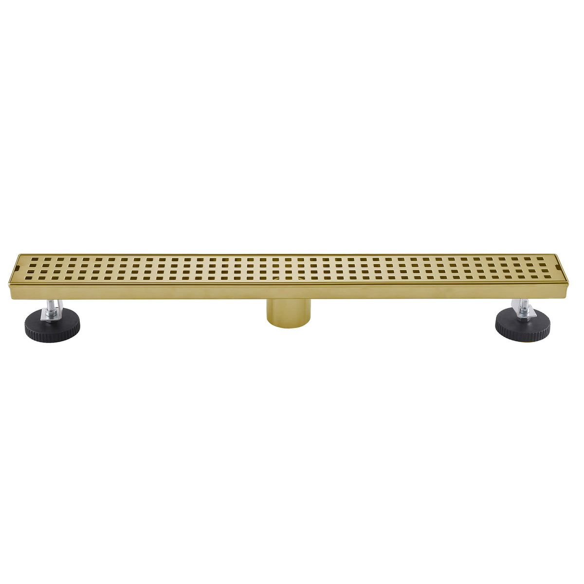 Brushed gold linear shower drain with square grate bathroom floor drain
