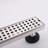 Stainless steel linear shower drain square grate detail stainless steel finish