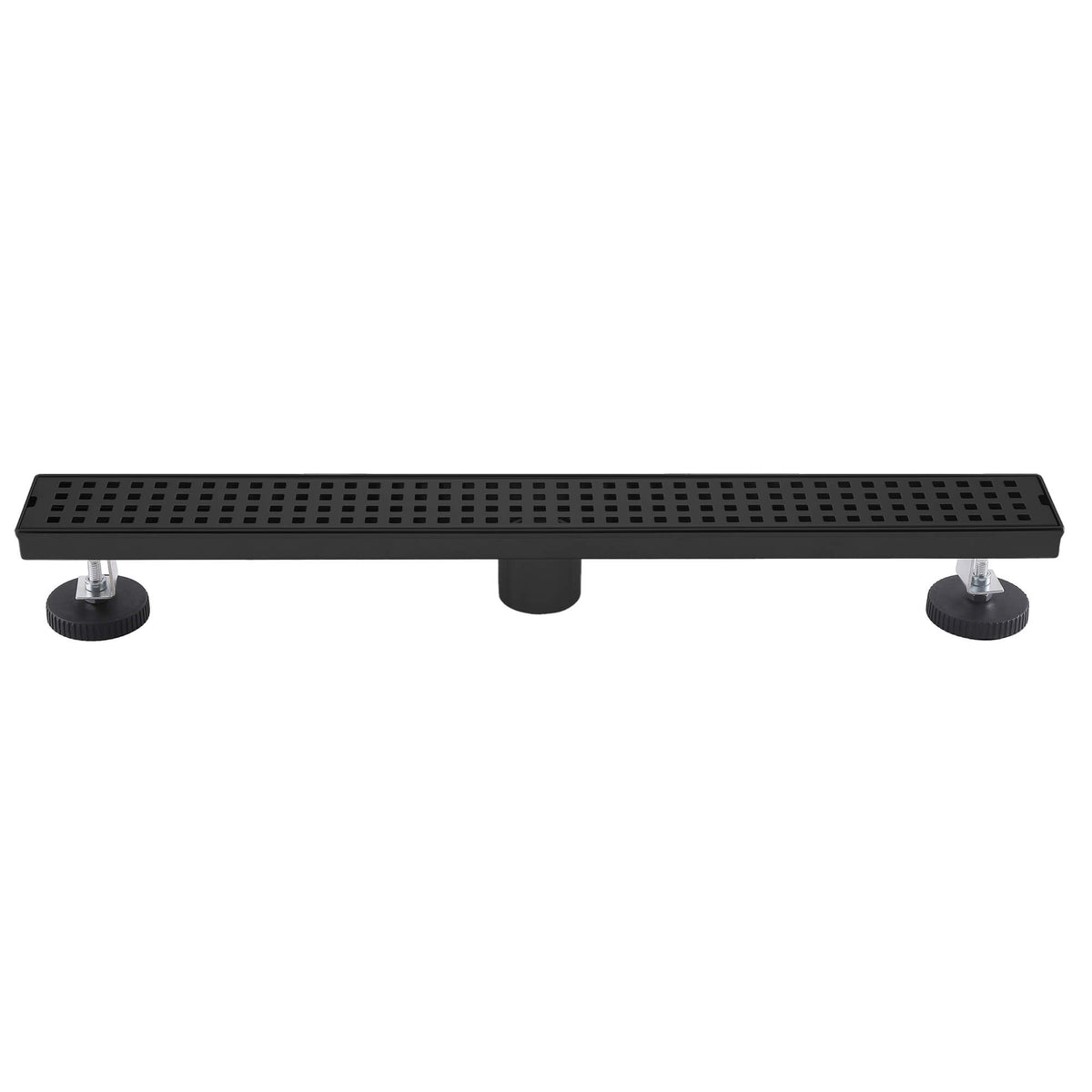 Matte black linear shower drain with square grate bathroom floor drain