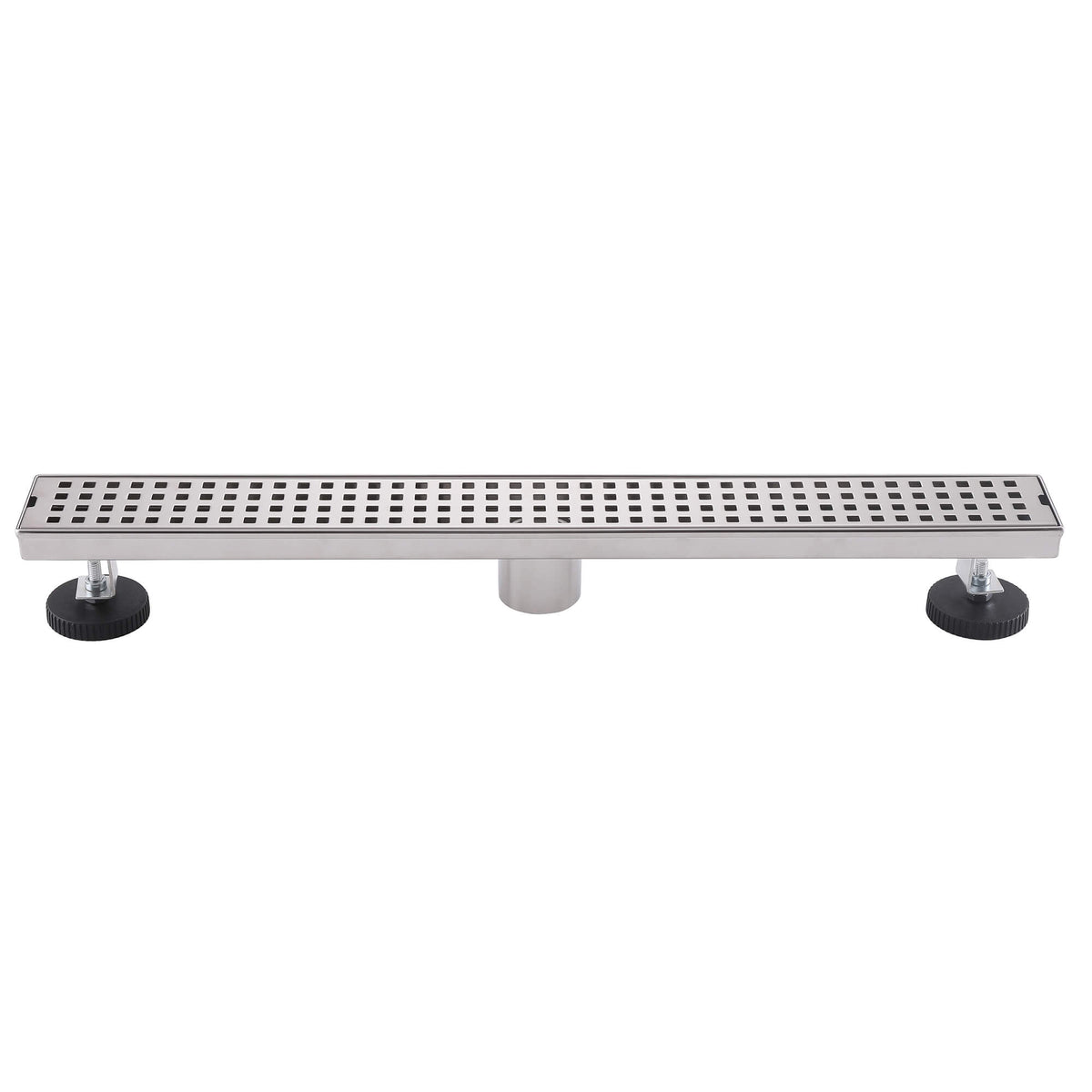Stainless steel linear shower drain with square grate bathroom floor drain