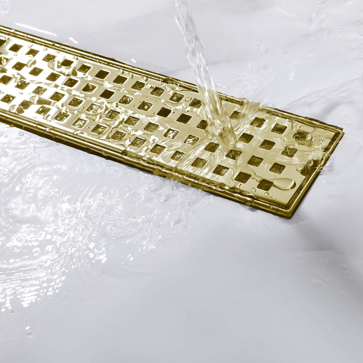 Linear Shower Drain Rectangular Floor Drain Square Hole Pattern Cover Grate Removable 304 Stainless Steel