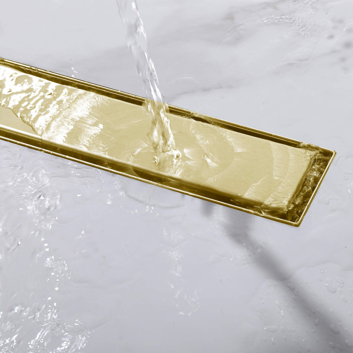2-in-1 Linear Shower Drain 304 Stainless Steel Bathroom Floor Drain with Tile Insert Grate and Hair Strainer