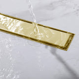2-in-1 Linear Shower Drain 304 Stainless Steel Bathroom Floor Drain with Tile Insert Grate and Hair Strainer