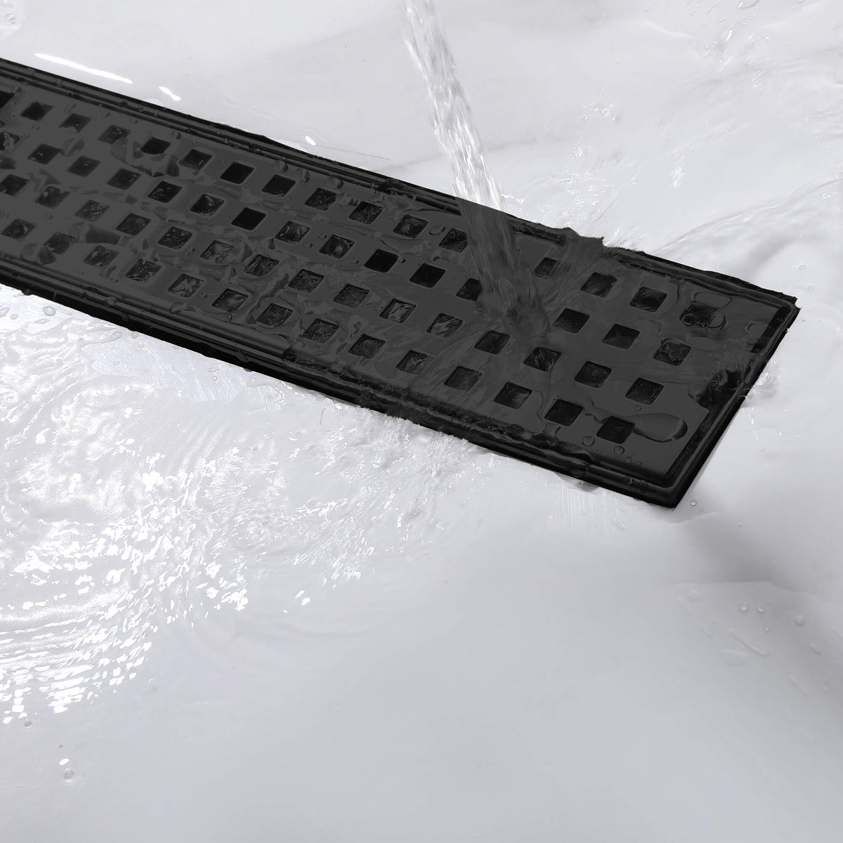 Linear Shower Drain Rectangular Floor Drain Square Hole Pattern Cover Grate Removable 304 Stainless Steel