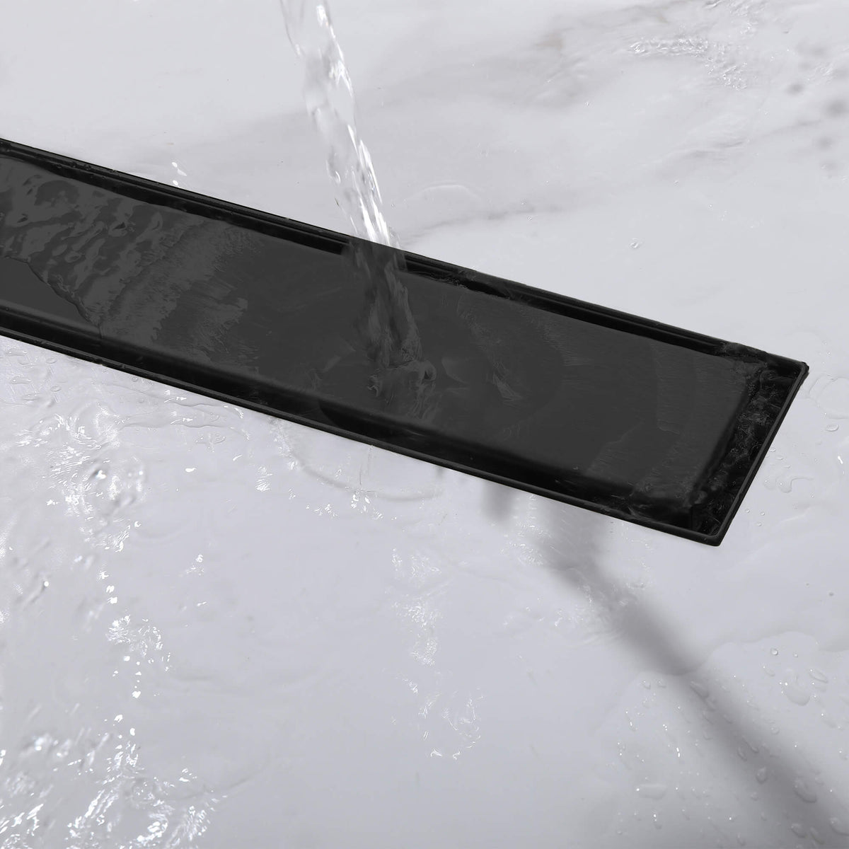 2-in-1 Linear Shower Drain 304 Stainless Steel Bathroom Floor Drain with Tile Insert Grate and Hair Strainer