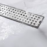 Linear Shower Drain Rectangular Floor Drain Square Hole Pattern Cover Grate Removable 304 Stainless Steel