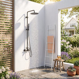 316 Stainless Steel Wall-Mounted Outdoor Shower with Rainfall Shower Head and Handheld Sprayer