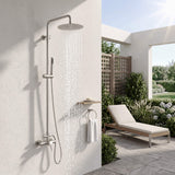 316 Stainless Steel Wall-Mounted Outdoor Shower with Rainfall Shower Head and Handheld Sprayer