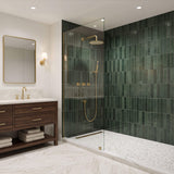 Luxury brushed gold rain shower system with handheld shower in contemporary bathroom design