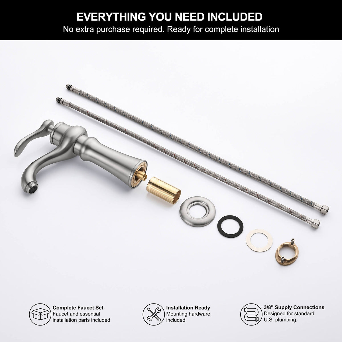 LYJ0073 brushed nickel faucet complete installation kit with accessories
