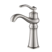 LYJ0073 brushed nickel single hole bathroom faucet with curved spout design