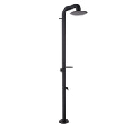 Freestanding Poolside Outdoor Shower with 12-Inch Rainfall Head, Foot Rinse Spout, Shelf & Towel Hook