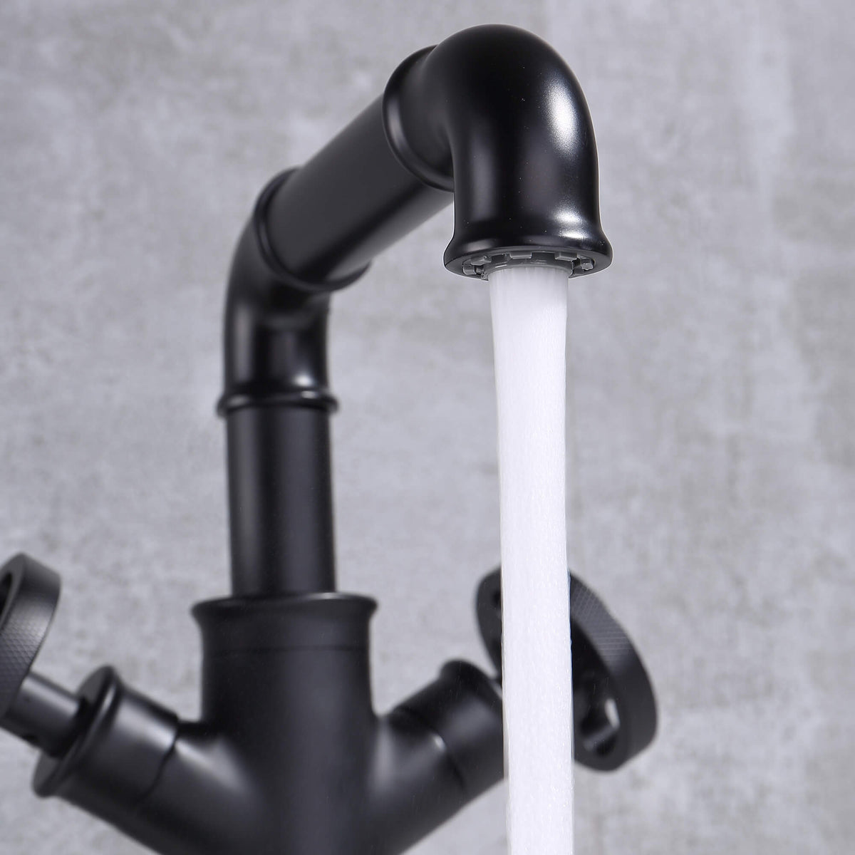 Industrial Pipe Bathroom Faucet for Vessel Sink Matte Black Tall Vanity Faucet