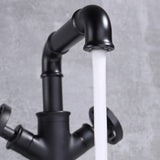 Industrial Pipe Bathroom Faucet for Vessel Sink Matte Black Tall Vanity Faucet